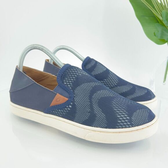 OluKai Women's Pehuea Loafer Size 8.5 Slip On Shoe Blue Mesh Convertible Slide - Picture 1 of 15
